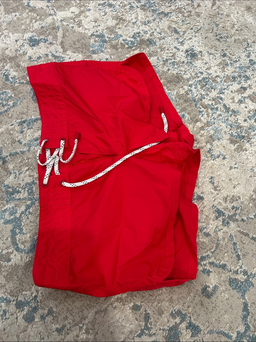 Red Swim cover up Trunks with Contrast Drawstring